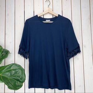 Oliver Bonas | Keeper Bangs Sleeve Navy T-Shirt